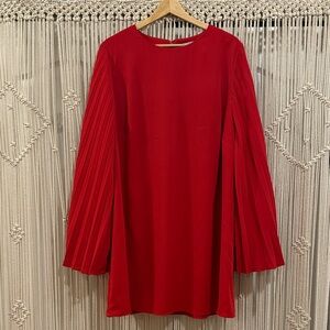 H&M Mini Red Dress with Pleated Bell Sleeves